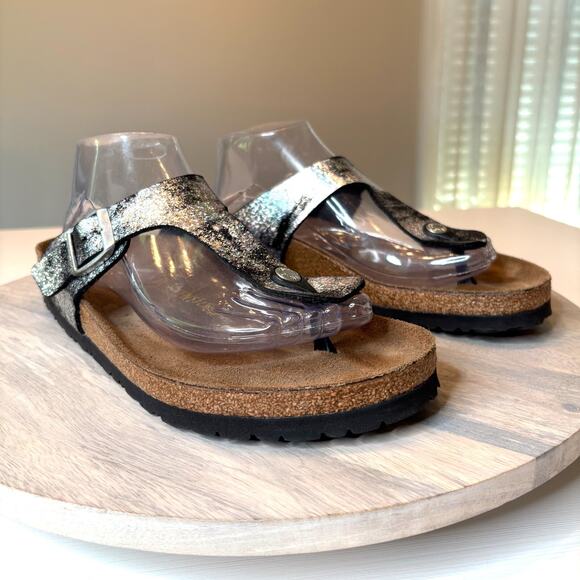 Birkenstock Birks Gizeh Black Birko-Flor Thong Sandals Shoes US Size 10 - Picture 3 of 12